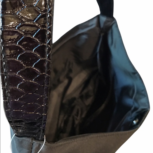 Black Canvas & Snake Embossed Vinyl Tote Bag - Picture 7 of 7